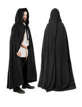 LORD WOOL Unisex Black Cloak - Medieval Viking Hooded Cloak and Capes